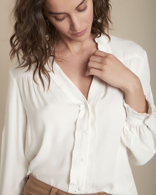 Blouse fluide détails volants maylis ecru.