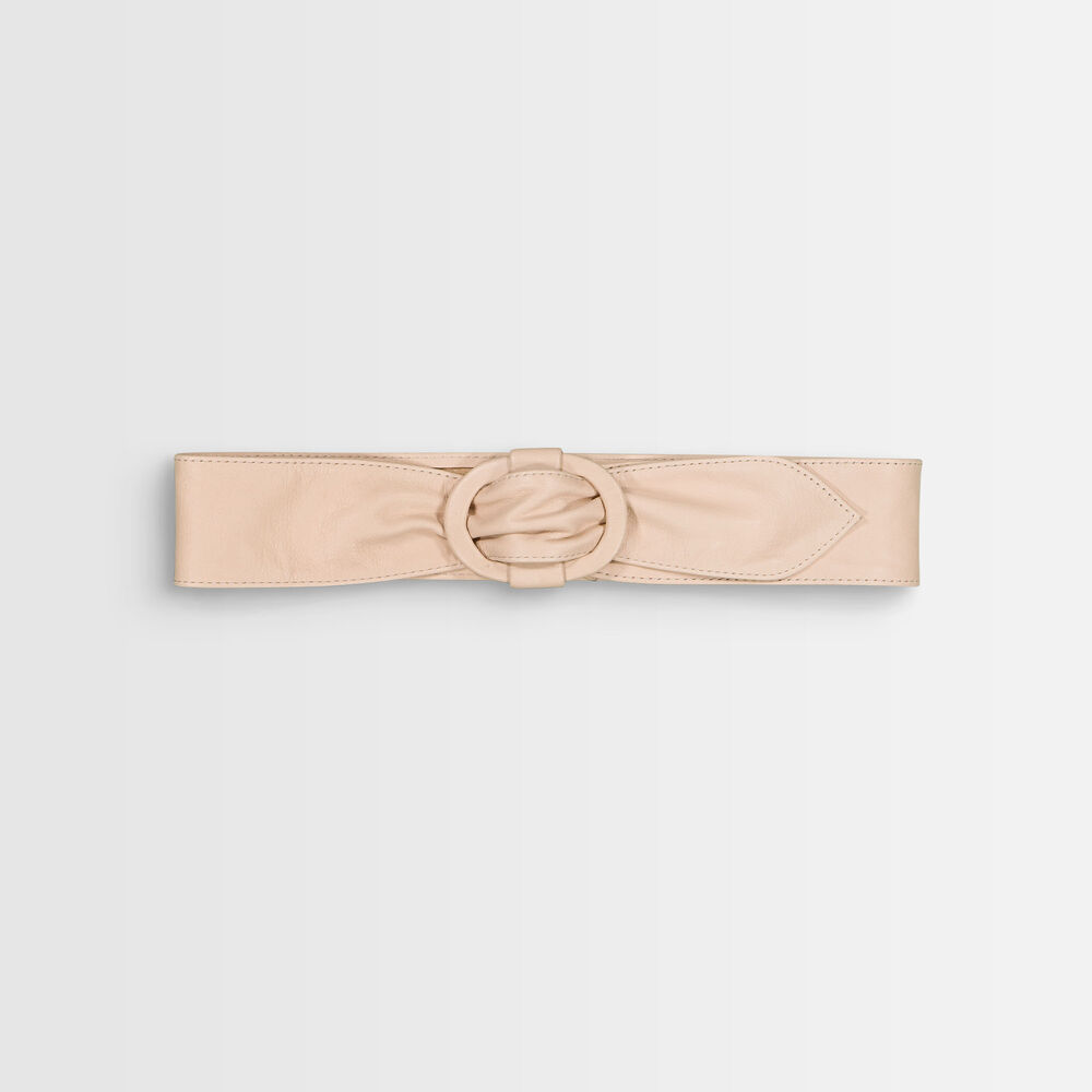 Ceinture large en cuir crème elya creme.