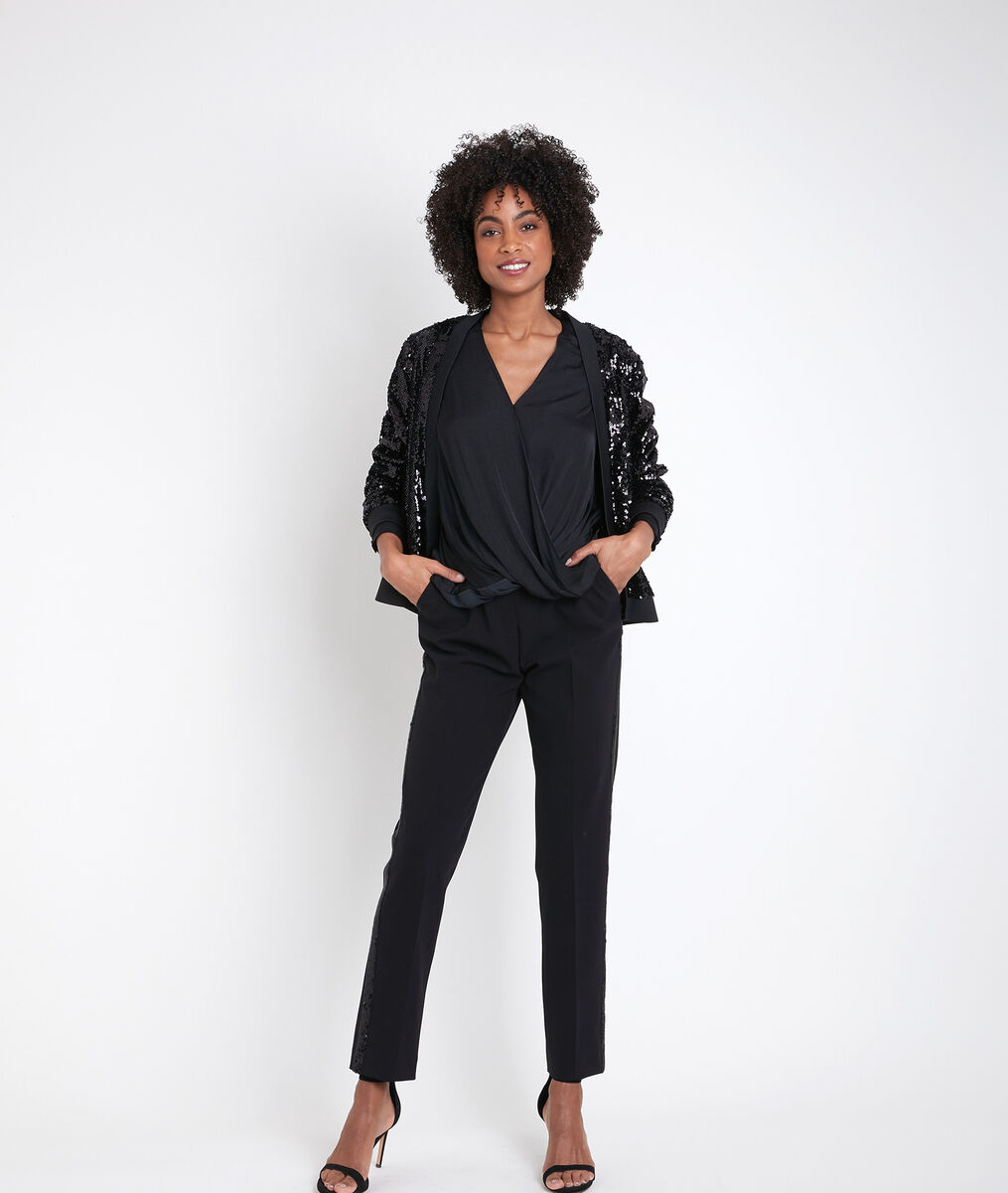 Blouse drapée noire Jalila | 1-2-3 Blouse drapée noire Jalila PhotoZ | 1-2-3