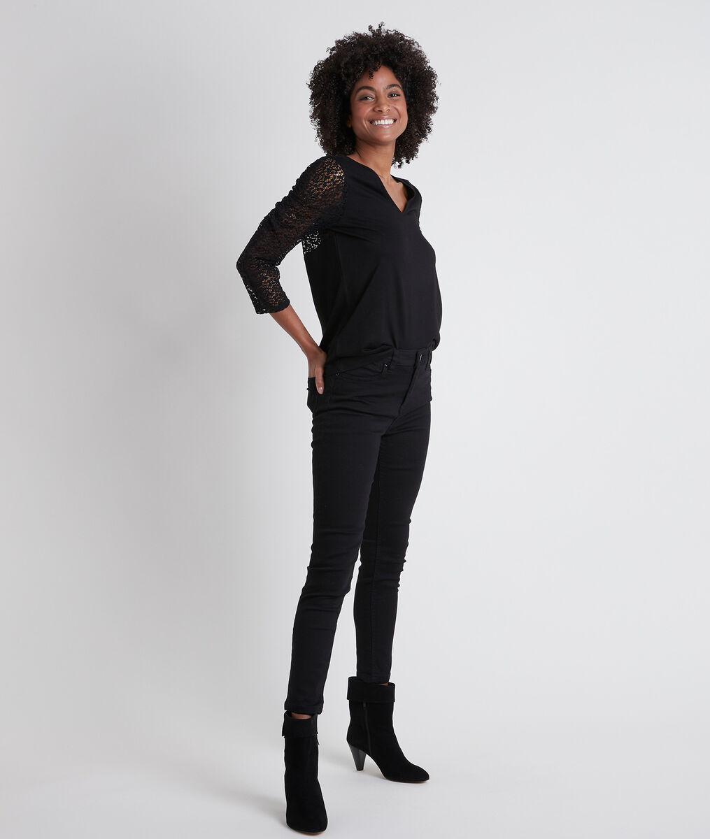 Tee-shirt noir en dentelle Deva | 1-2-3 Tee-shirt noir en dentelle Deva PhotoZ | 1-2-3
