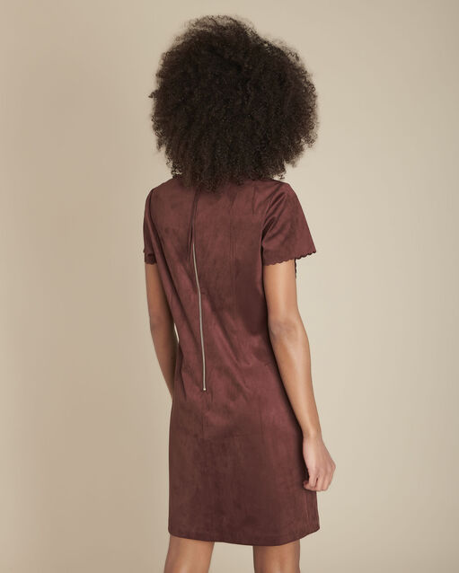 Robe courte en suédine india marron fonce.