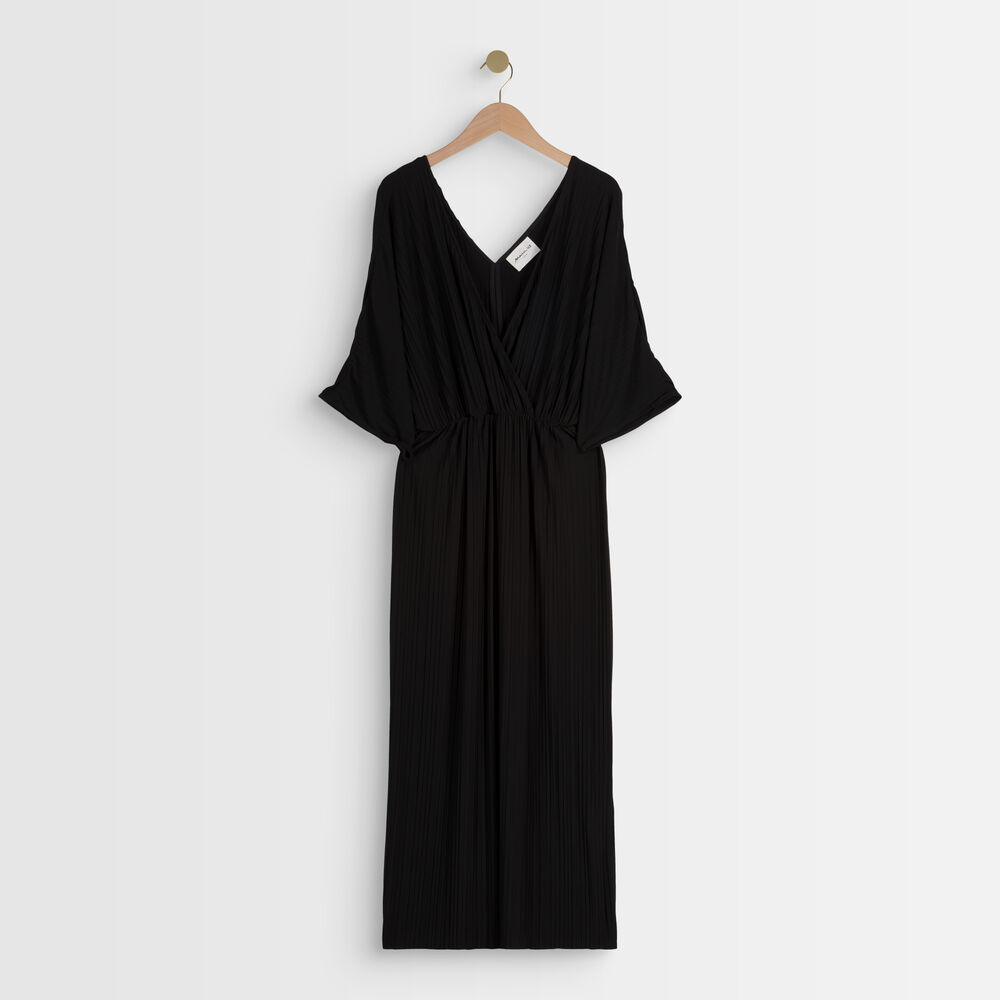 Robe longue noire plissée melissa noir.