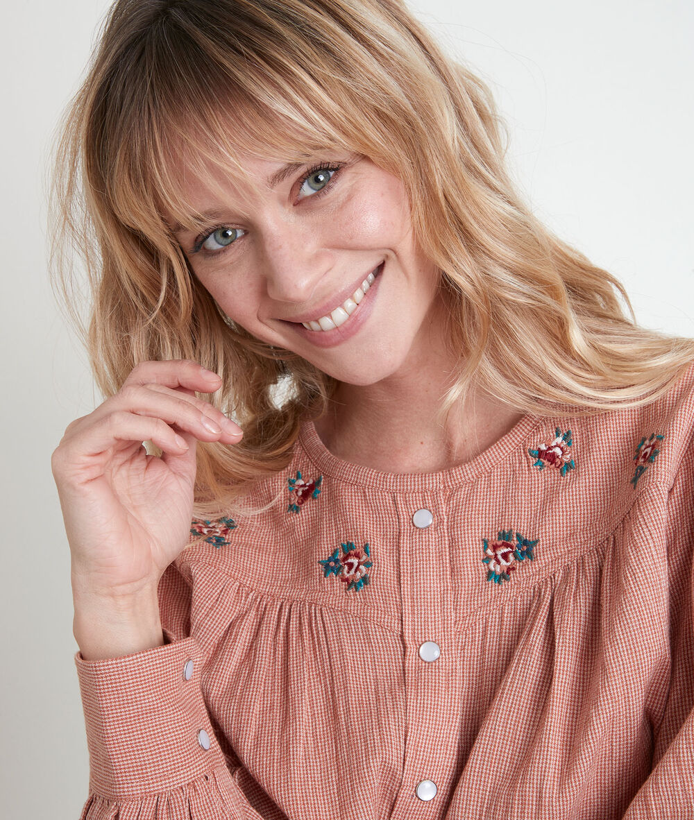 Blouse orange brodée tessya goyave.