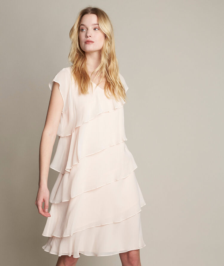 Robe nude en soie &agrave; volants oly nude.