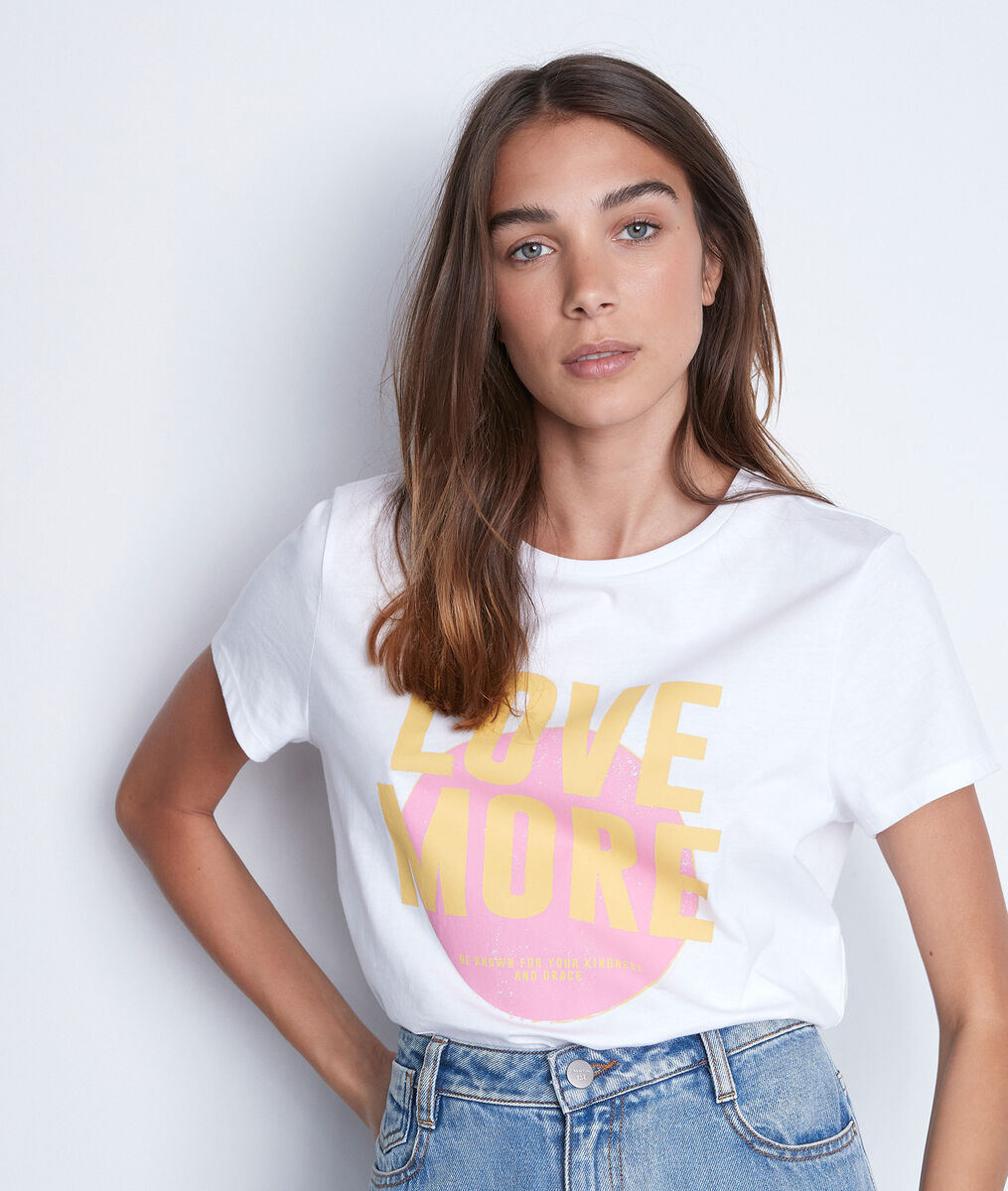 Shirt met zeefdruk in wit biologisch katoen Elove | 1-2-3 Shirt met zeefdruk in wit biologisch katoen Elove PhotoZ | 1-2-3