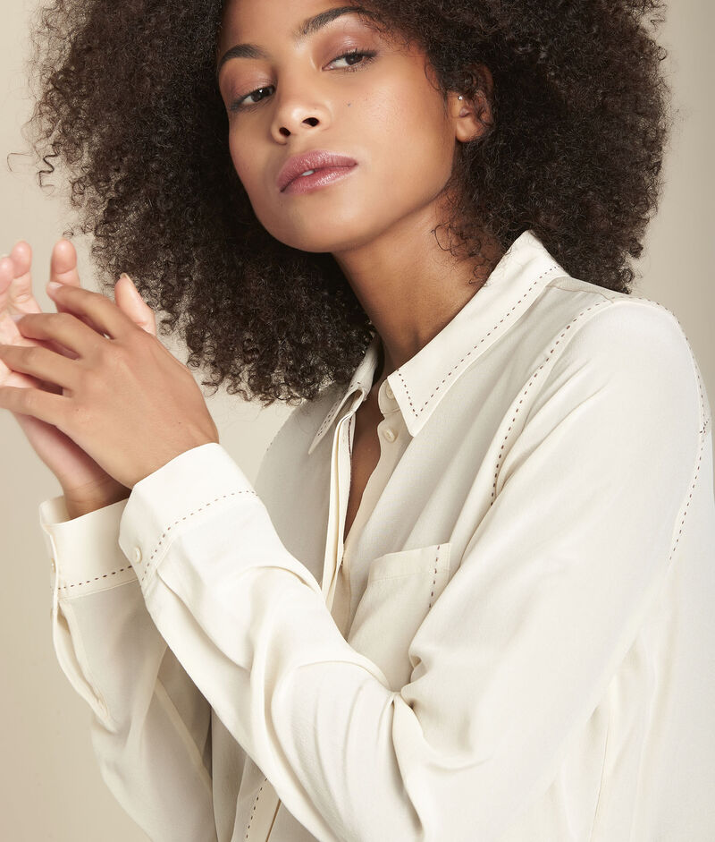 Chemise beige en soie maana beige.