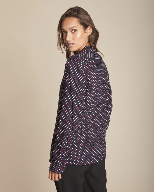 Chemise imprimé pois manille marine.
