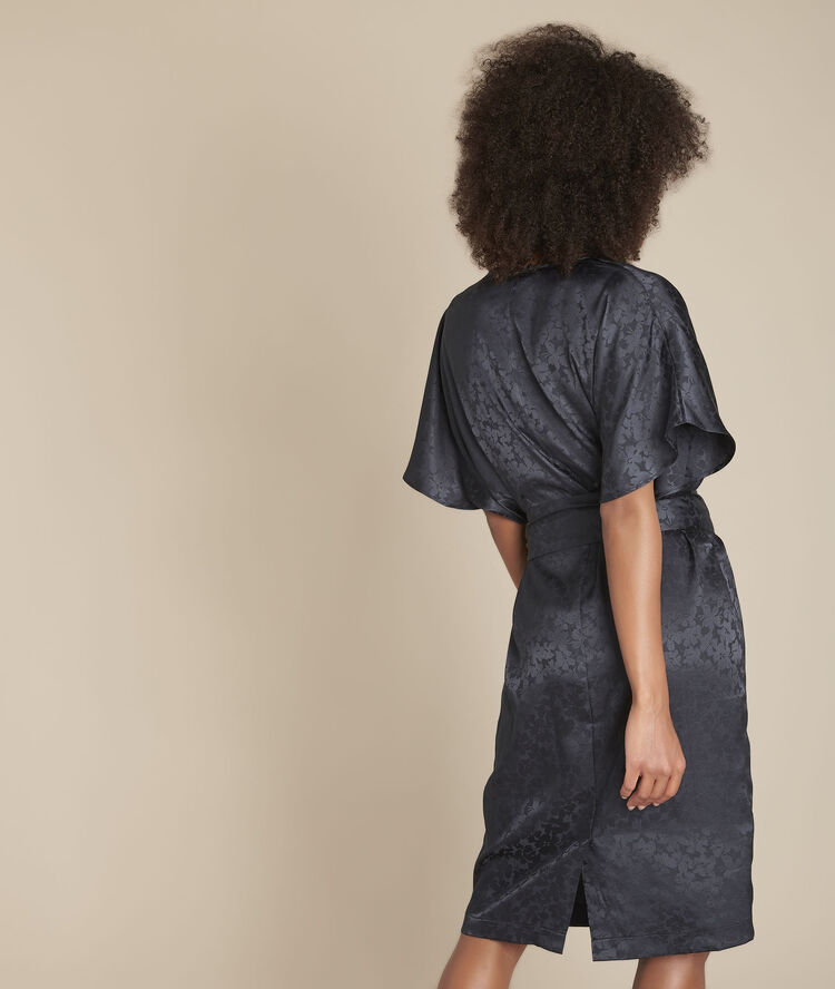 Robe jacquard ceinturée romy marine.