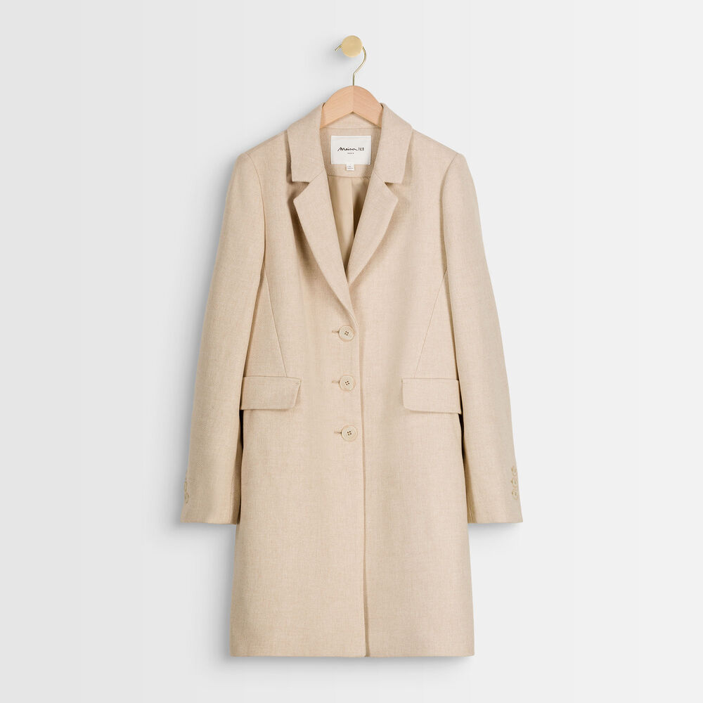 Gerader Mantel Aus Wolle Creme Plume Damen Maison 123