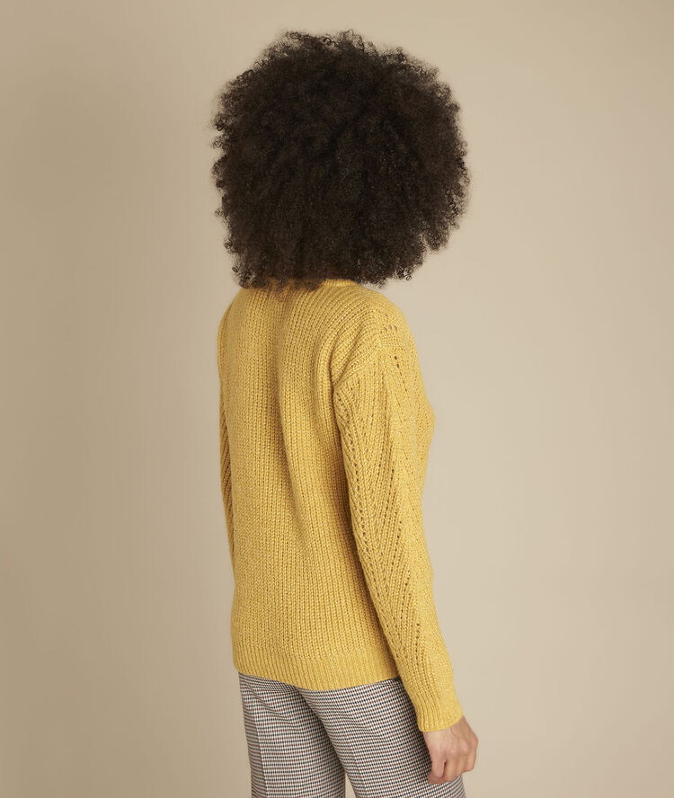 Bernsteinfarbener pullover mit lochmuster fougasse ocker.