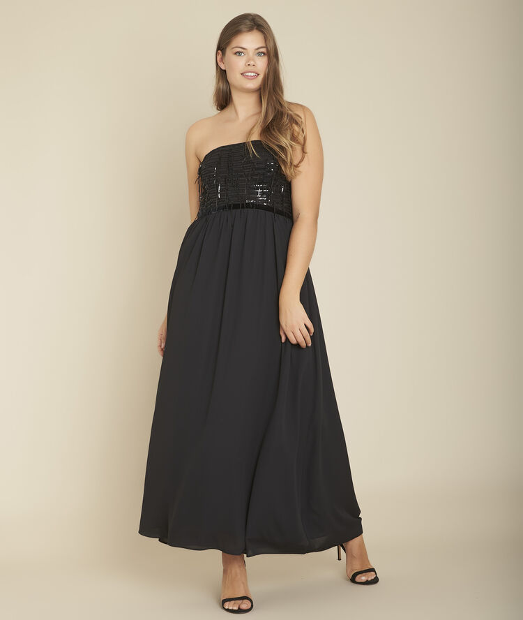 Robe bustier &agrave; perles resa noir.