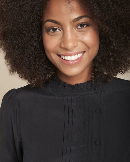 Blouse en soie noire mottene noir.