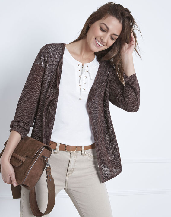 Gilet marron en viscose métallisé Noisette | 1-2-3 Gilet marron en viscose métallisé Noisette PhotoZ | 1-2-3