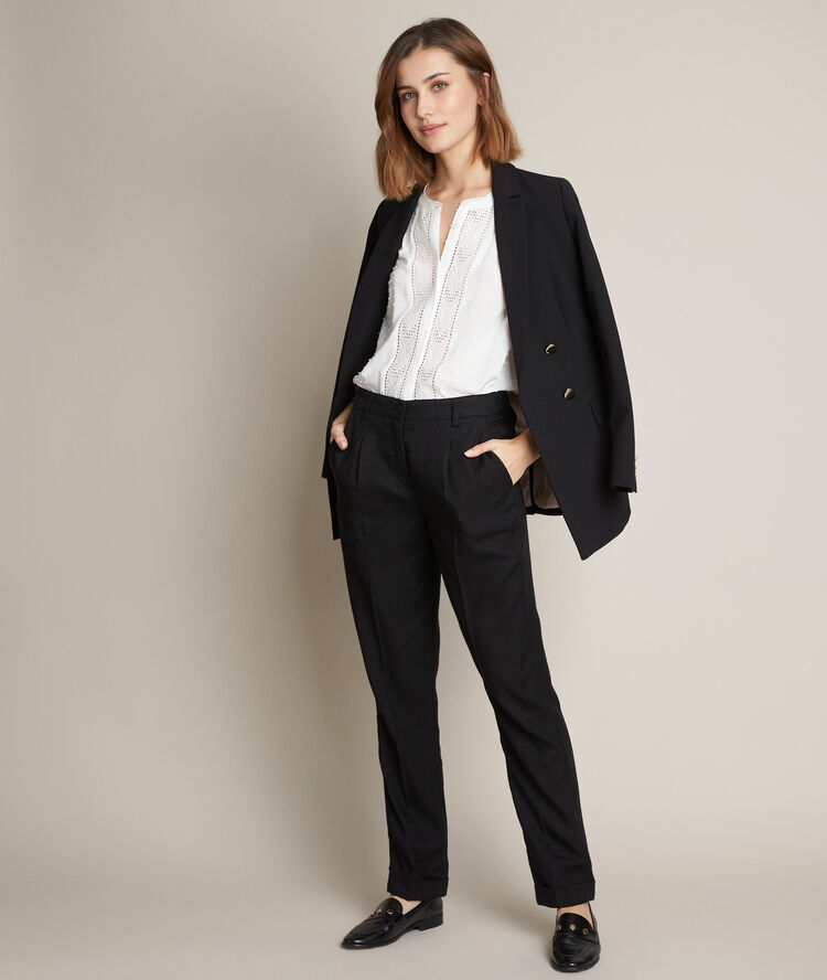 Pantalon chino noir en lyocell idylle noir.
