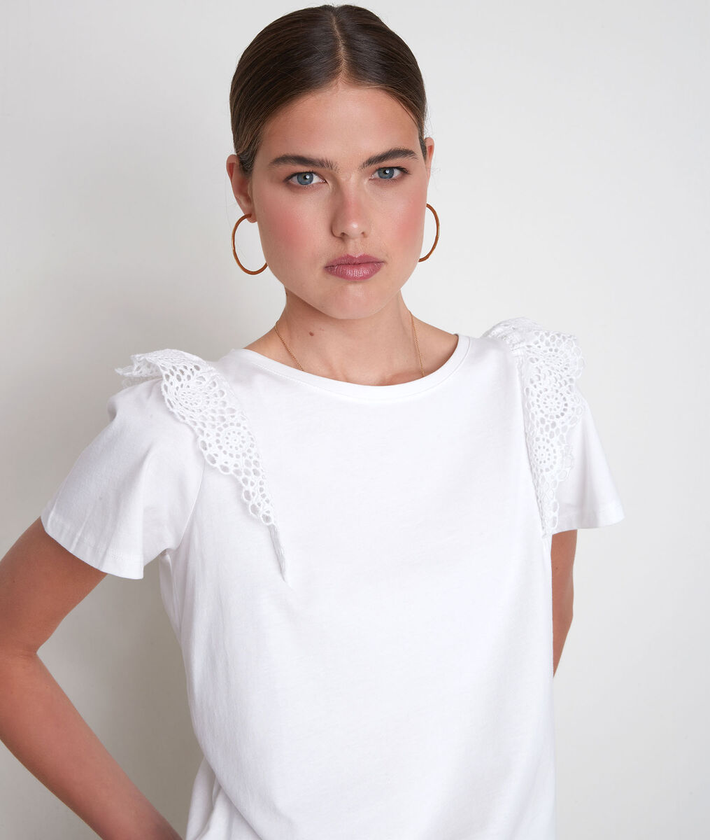 Tee-shirt en coton biologique à broderies blanc Eclat | 1-2-3 Tee-shirt en coton biologique à broderies blanc Eclat PhotoZ | 1-2-3