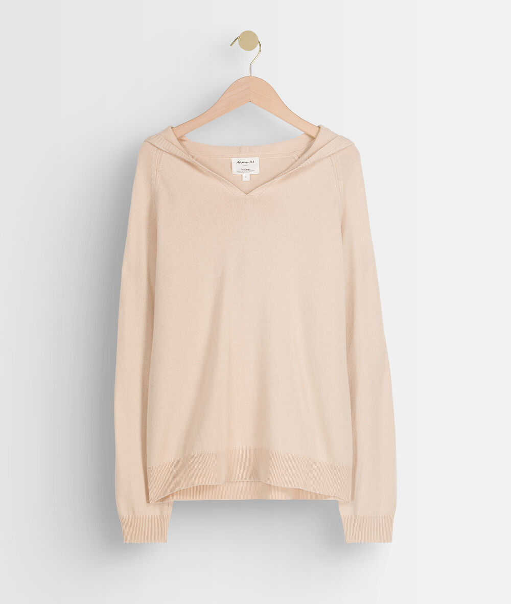 Pull en maille à capuche beige thom beige clair.