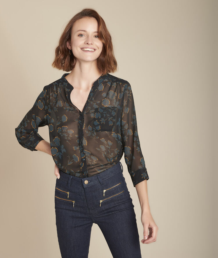 Blouse met bloemenprint magane noir.