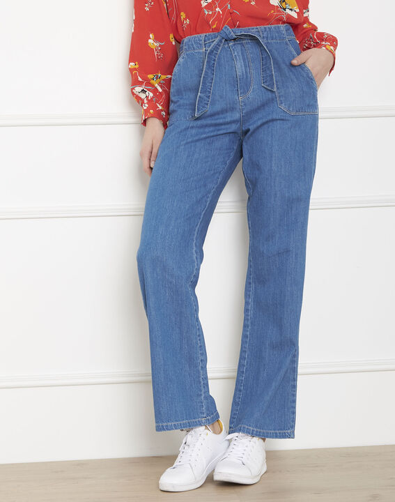Jean flare indigo ceinturé Claudy | 1-2-3 Jean flare indigo ceinturé Claudy PhotoZ | 1-2-3