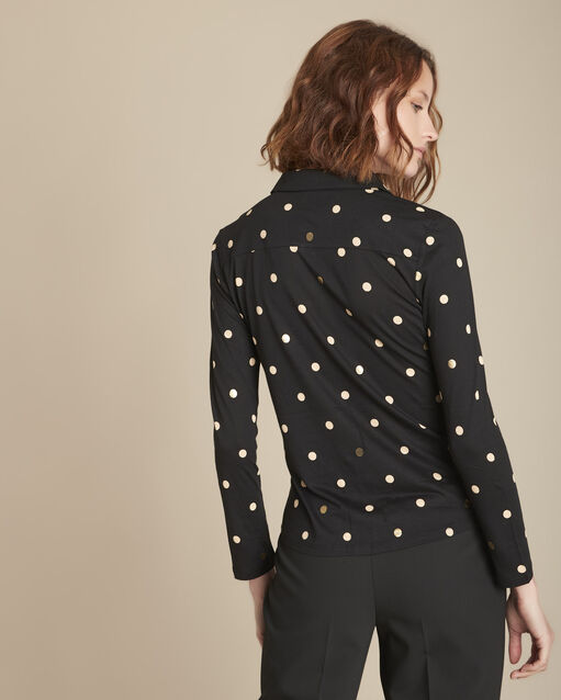 Chemise en jersey imprimé pois celia noir.