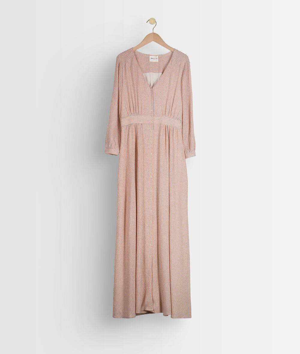 Robe longue à rayures fines louvina blush.