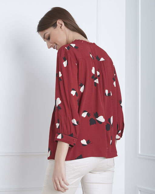 Blouse rouge imprimé fleuri volga grenat.