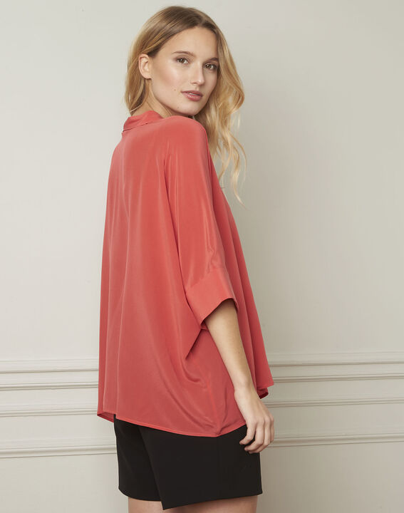 Blouse corail évasée en soie Vania | 1-2-3 Blouse corail évasée en soie Vania PhotoZ | 1-2-3