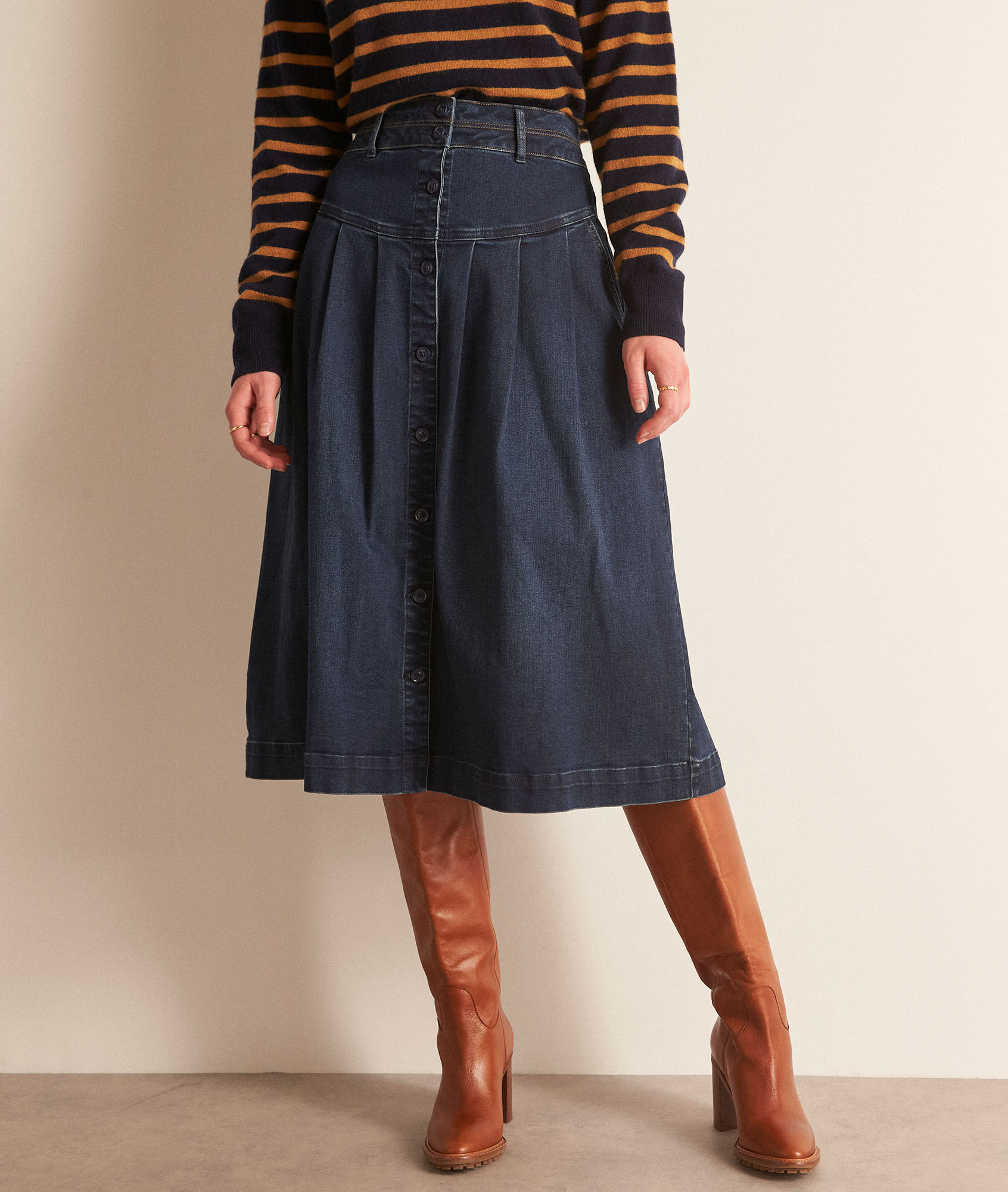 Jupe midi en denim brut kate