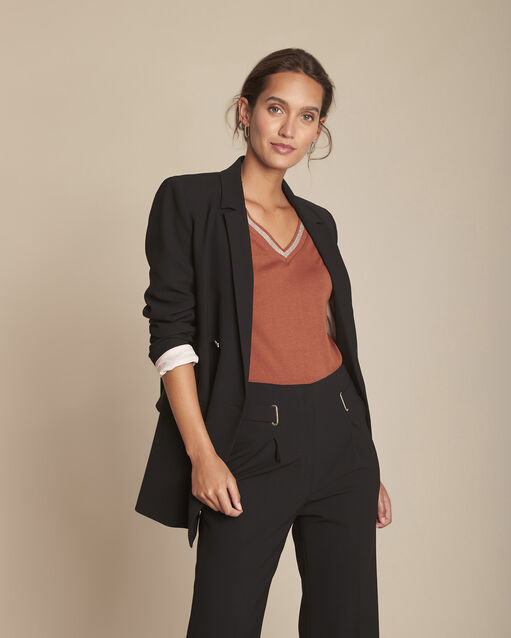 Tee-shirt acajou encolure v calypso caramel.
