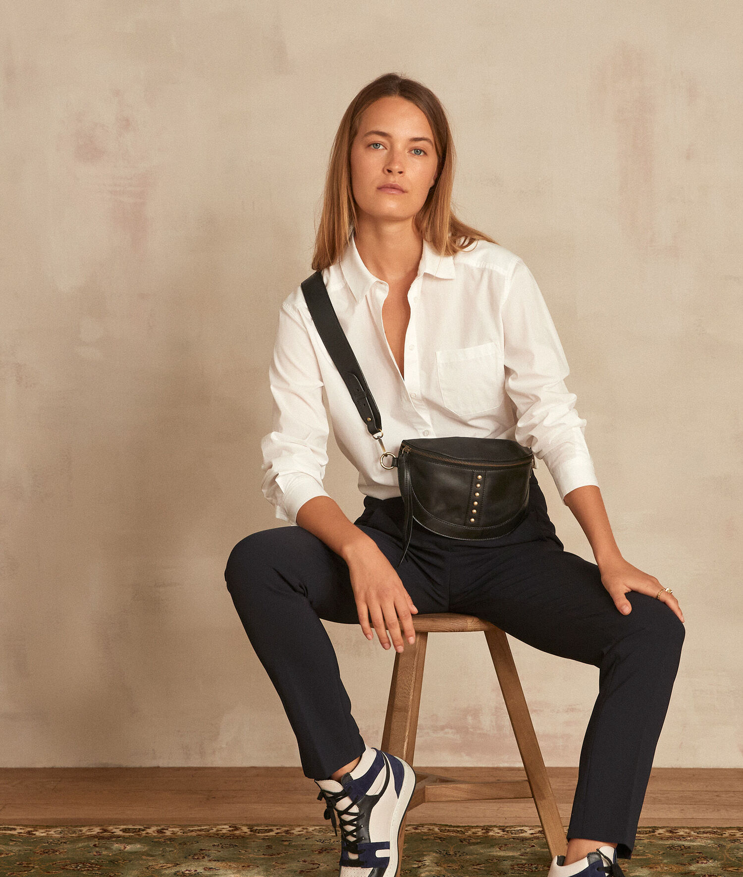 Pantalon marine slim microfibre lara