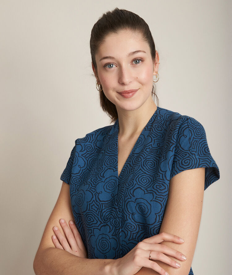 Robe en lin imprimée christina violine.
