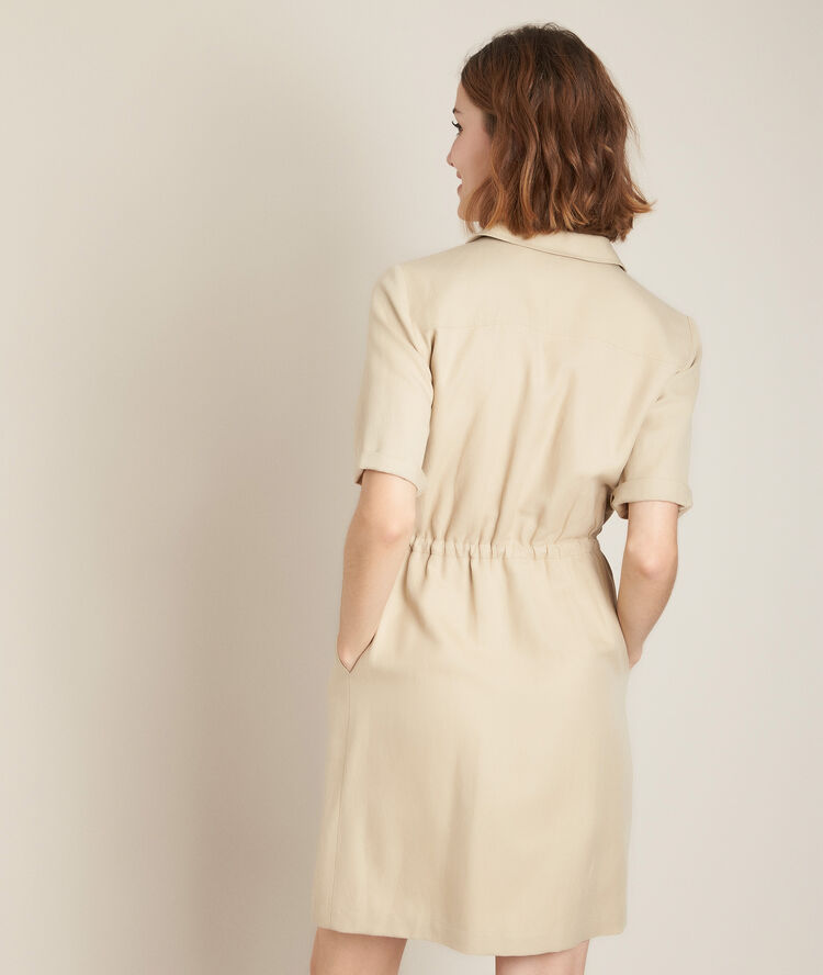 Robe en lyocell et lin ceinturée camilla marron.