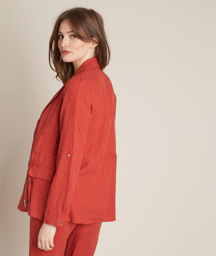 Veste saharienne en lin brique lucie tomette.