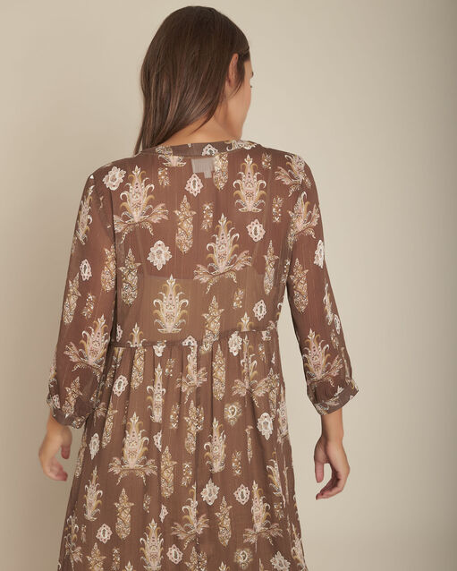 Robe imprimée ivane marron fonce.
