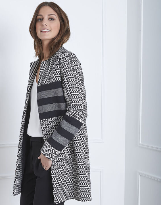 Manteau noir jacquard droit Darling | 1-2-3 Manteau noir jacquard droit Darling PhotoZ | 1-2-3