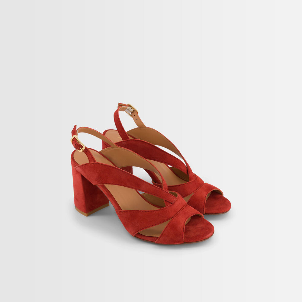 Sandales rouges en cuir glenda goyave.