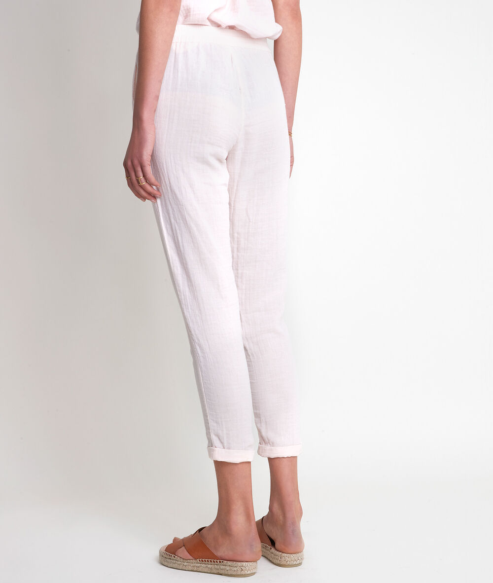 Pantalon en coton cigarette poudré frahim poudre.