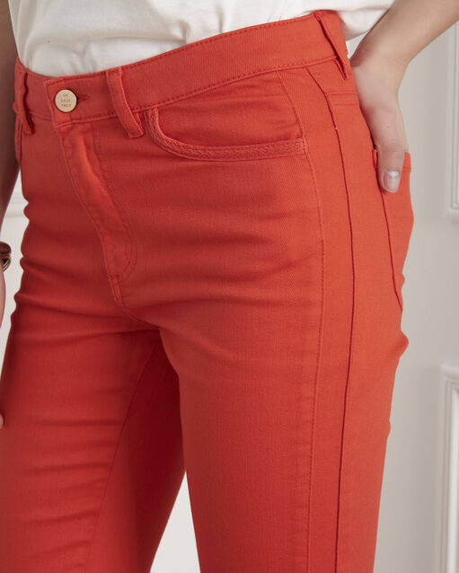 Jean corail droit tresse poche opera geranium.