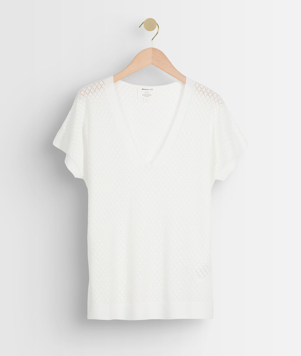 Pull viscose ecovero® ajouré écru aline ecru.