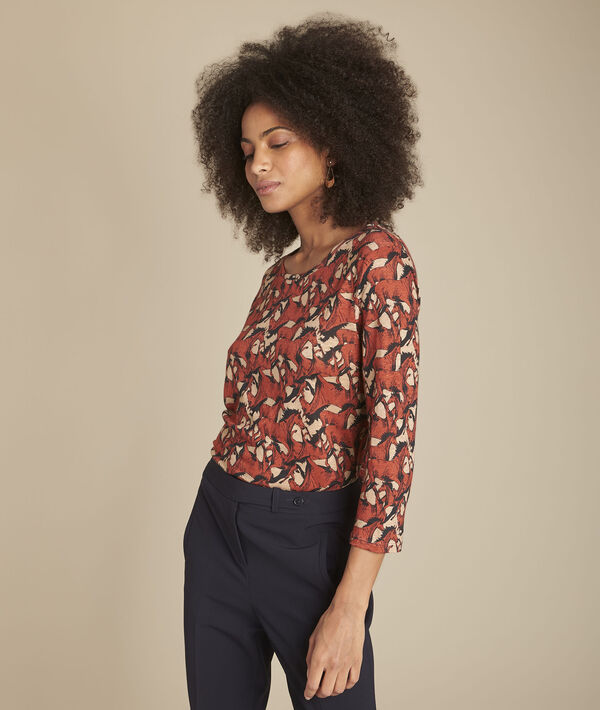 Tee-shirt acajou imprimé en lin Charlie | 1-2-3 Tee-shirt acajou imprimé en lin Charlie PhotoZ | 1-2-3