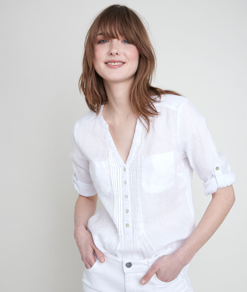 Blouse en lin blanche Roma | 1-2-3 Blouse en lin blanche Roma PhotoZ | 1-2-3