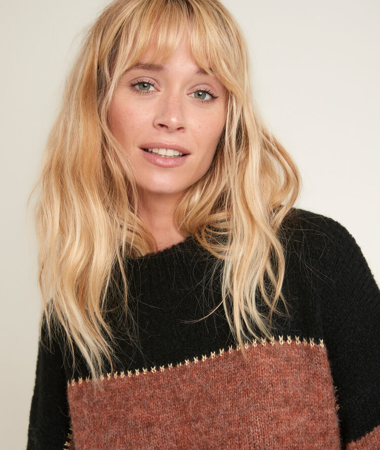 Pull rayé lurex rob noir.