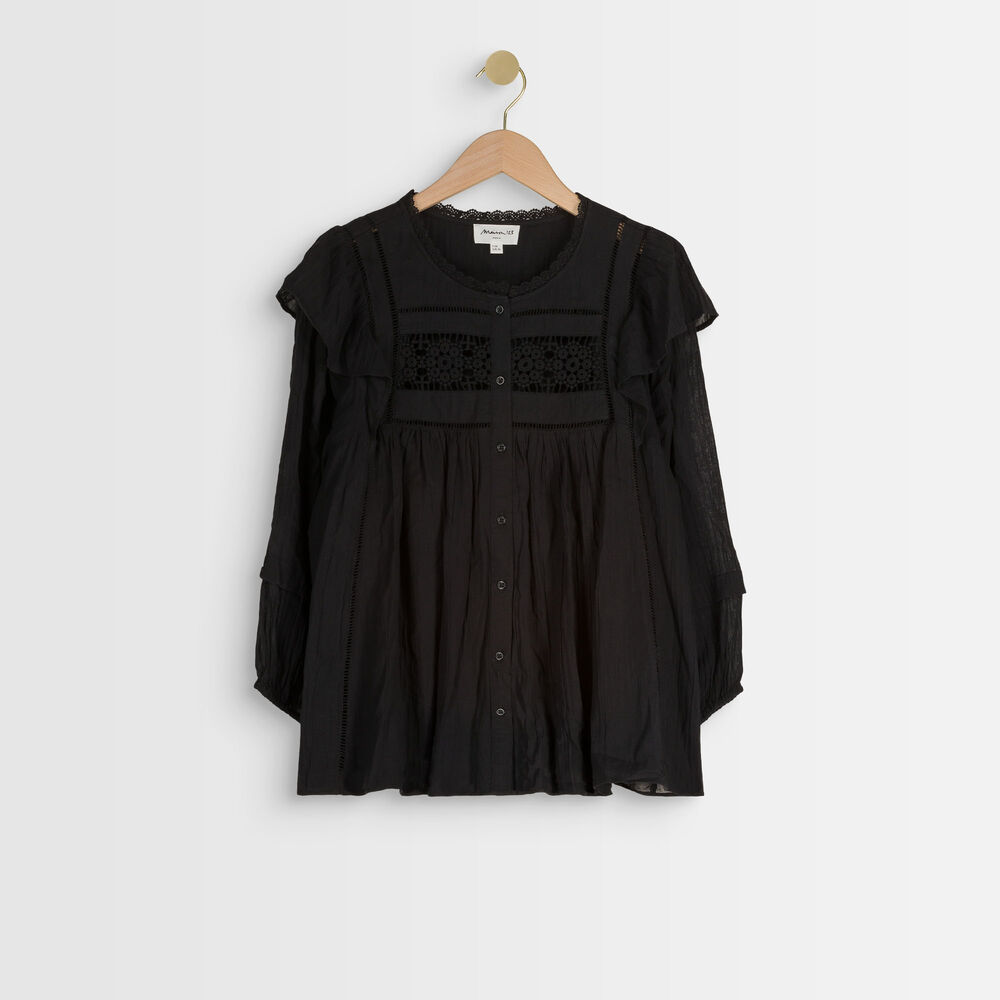 Blouse en coton dentelle noire talia noir.