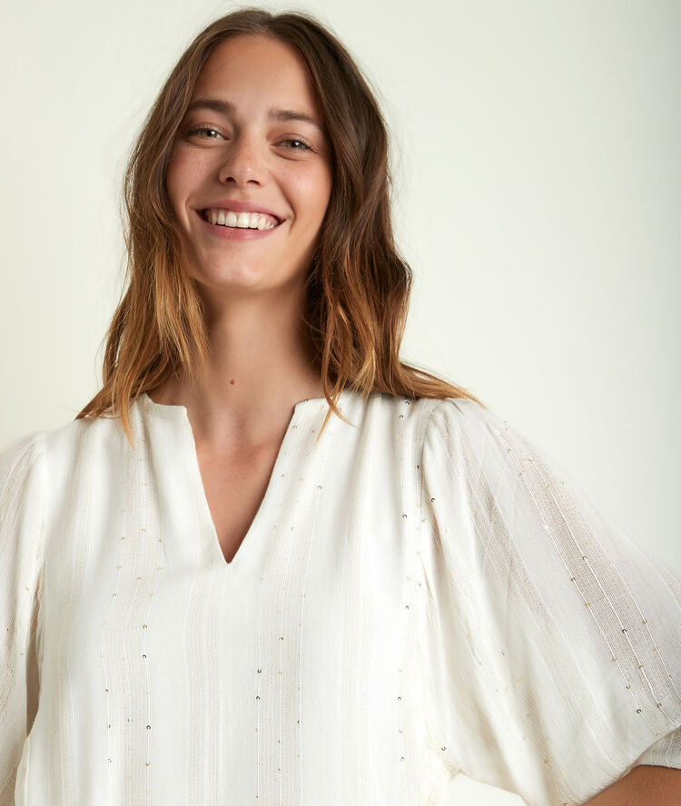 Blouse à sequins écrue june.