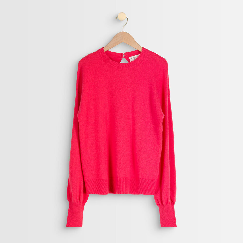 Pull en laine recyclée rose alanis fraise.