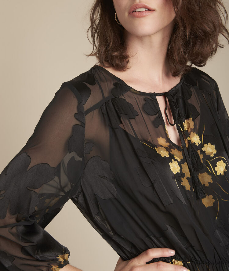 Langes Schwarzes Kleid In Ausbrenn Optik Rena Damen Maison 123