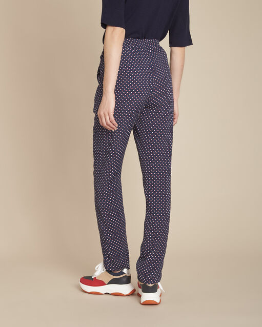 Pantalon marine cigarette imprimé pois garry marine.