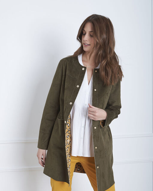 Manteau kaki effet peau fabiana olive.