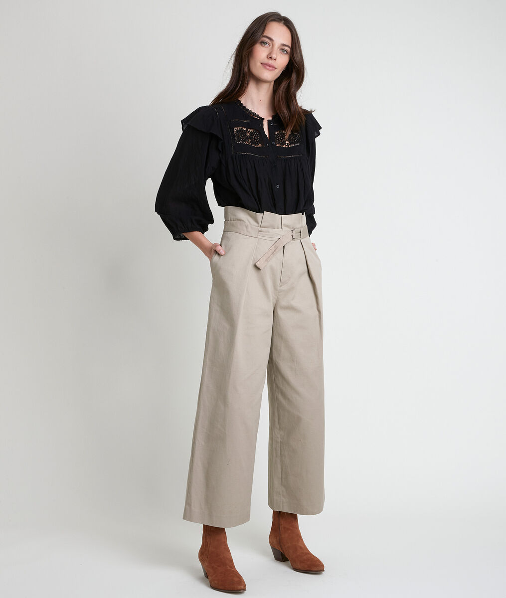 Pantalon large beige Flore | 1-2-3 Pantalon large beige Flore PhotoZ | 1-2-3