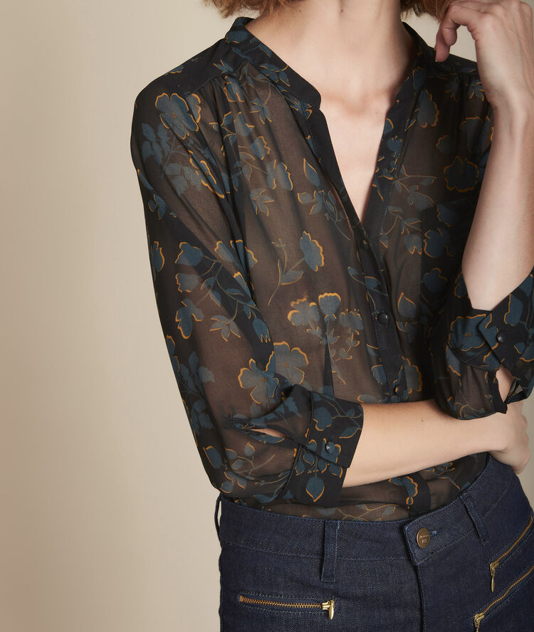 Blouse imprimé fleuri magane noir.