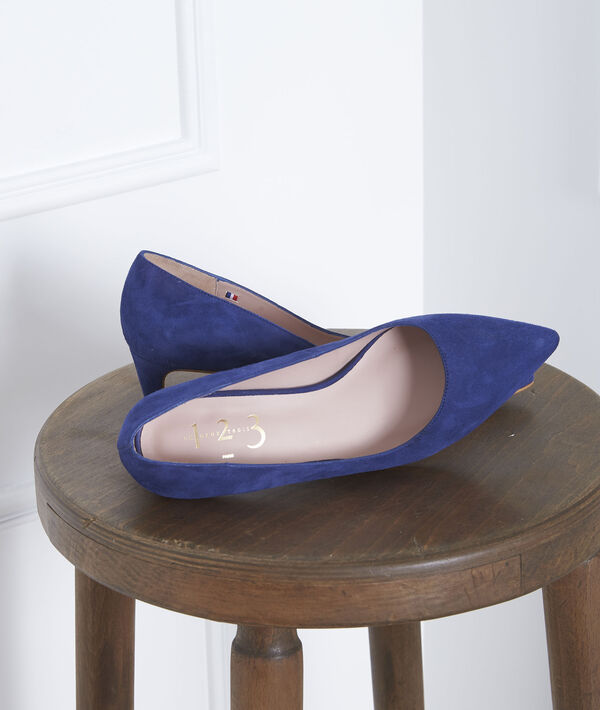 Escarpins bleus en cuir velours Lili | 1-2-3 Escarpins bleus en cuir velours Lili PhotoZ | 1-2-3